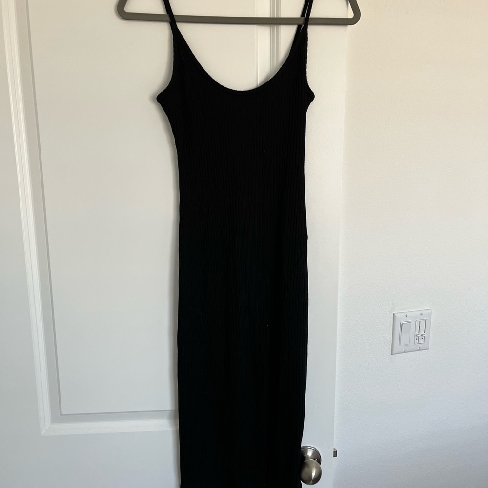 Silence + Noise Black Spaghetti Strap Midi Dress